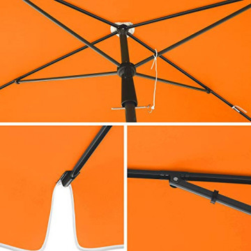Umbrela de gradina portocalie din poliester si metal, 200x125 cm, Vasagle - Img 7