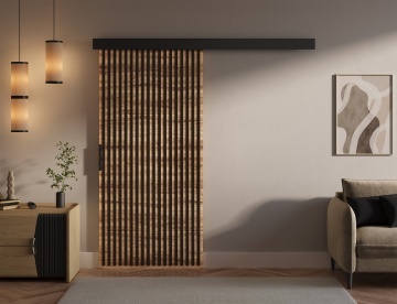 Ușă glisantă Perion – 96x1.6x205 cm – Stejar Wotan / Negru – cadru de prezentare secundar