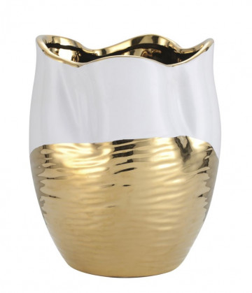 Vaza aurie / alba din ceramica, ø 20 cm, Lux Mauro Ferreti