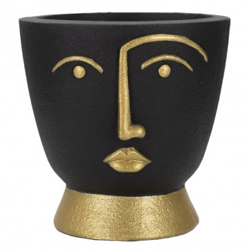 Vaza neagra/aurie din polirasina, 25 cm, Tribal Mauro Ferretti