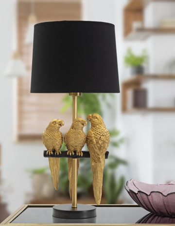Veioza aurie/neagra din metal, Soclu E27 Max 40W, ∅ 30 cm, Parrots Mauro Ferretti - Img 5