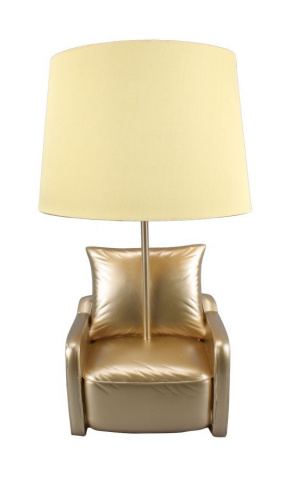 Veioza decorativa galbena din rasina si metal, ø 26 x H46 cm, Midcentury Mauro Ferreti