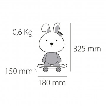 Veioza pentru copii Cute Pet Rabbit 4, 1x E14 / 7W / 12V, gri, Kelektron - Img 5