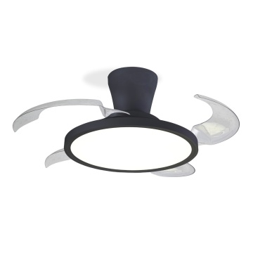 Ventilator de tavan LED Eolo Slim, 4 pale, 38W, Negru, Kelektron
