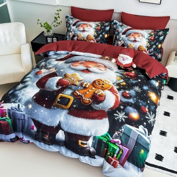 set lenjerie pat Crăciun imprimeu digital 5D Moș Crăciun Jojo Home