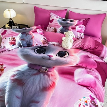 husă pilotă roz Jojo Home cu imprimeu pisicuță și brioșe colorate