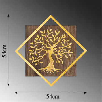 Accesoriu decorativ de perete tree v2, auriu, metal / lemn - Img 6