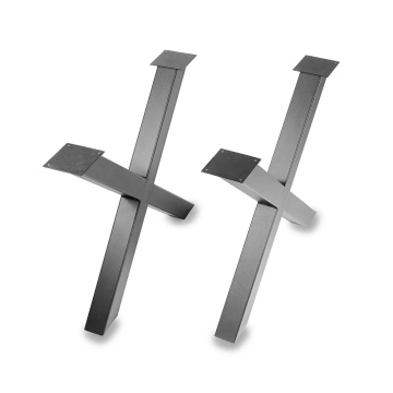 Set 2 picioare masă metal AlmaCasa Cross tip X, vedere de sus