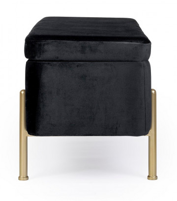 Bancheta cu spatiu pentru depozitare negru/auriu din catifea si metal, 110 cm, Irina Bizzotto - Img 5