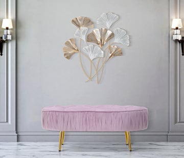 Bancheta lila din metal si catifea, 102 x 40,5 x 42 cm, Ovally Mauro Ferreti - Img 6
