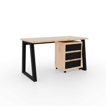 Birou IWO I – 135x65x75.2 cm – Stejar Artisan / Negru