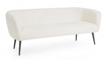 Canapea crem din stofa si lemn cu 3 locuri, 175 cm, Avril Bouclé Bizzotto - Img 1