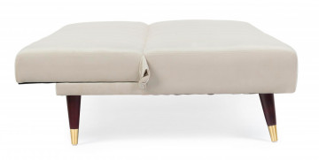 Canapea extensibilă crem din catifea si lemn de Eucalipt cu 3 locuri, 180 cm, Alma Bizzotto - Img 10