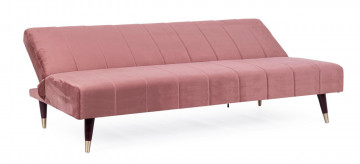 Canapea extensibilă roz pudra din catifea si lemn de Eucalipt cu 3 locuri, 180 cm, Alma Bizzotto - Img 9