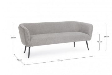 Canapea gri din stofa si lemn cu 3 locuri, 175 cm, Avril Bouclé Bizzotto - Img 2