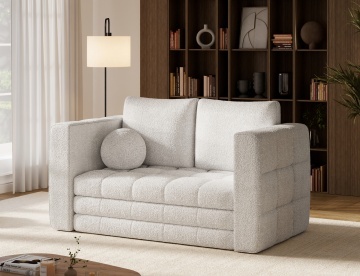 Canapea Kastol , alb bouclé extensibil, 137x71x74 cm – Royal 01 - Img 5