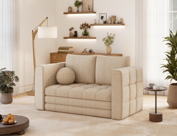 Canapea Kastol , light beige plush extensibil, 137x71x74 cm – Avexin 18 - Img 6