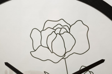 Ceas decorativ alb/negru din metal, ∅ 40 cm, Flower Mauro Ferretti - Img 3