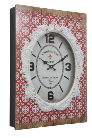 Ceas decorativ alb / rosu din lemn si sticla, 58 x 42 x 7,5 cm, Shiny Mauro Ferreti - Img 4