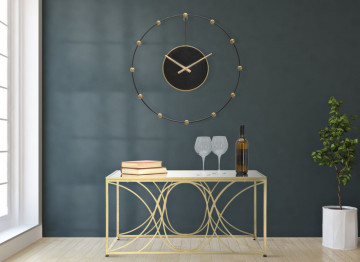 Ceas decorativ auriu/negru din metal, ∅ 61 cm, Pearl Mauro Ferretti - Img 5