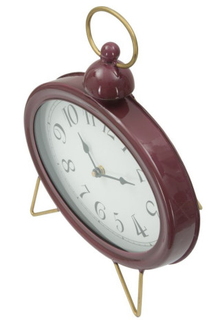 Ceas decorativ de masa rosu bordo din metal, 28,5x5,5x33,5 cm, Glam Bordeaux Mauro Ferretti - Img 4