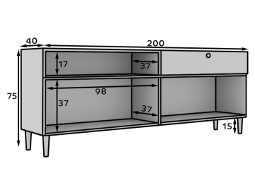 Comoda alba, 200x75x40 cm, Dullum, Eltap - Img 12