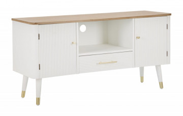 Comoda TV alba/maro din lemn de Frasin, 117x40x60 cm, Matera Mauro Ferretti