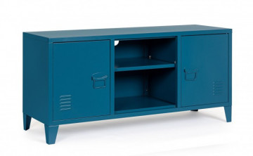 Comoda TV albastra din metal, 120,5x40x58,5 cm, Cambridge Bizzotto - Img 1