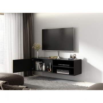 Comodă TV Meorati 150 wall-mounted Media cabinet negru – Negru - Img 4