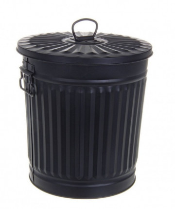 Cos de gunoi negru mat din metal, 18L, London Bizzotto