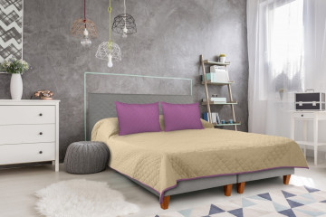 Cuvertura matlasata cu 2 fete Alcam, 210 x 220 cm, Purple/Vanila - Img 11