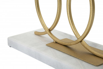 Decoratiune cu suport pentru lumanare aurie din metal si marmura, 30x9x20 cm, Infinity Mauro Ferretti - Img 4