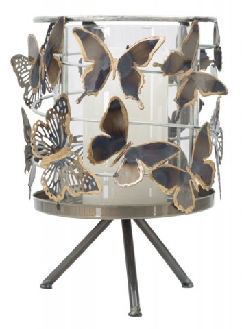 Decoratiune cu suport pentru lumanare multicolor din metal, ∅ 15 cm, Butterflies Mauro Ferretti - Img 1