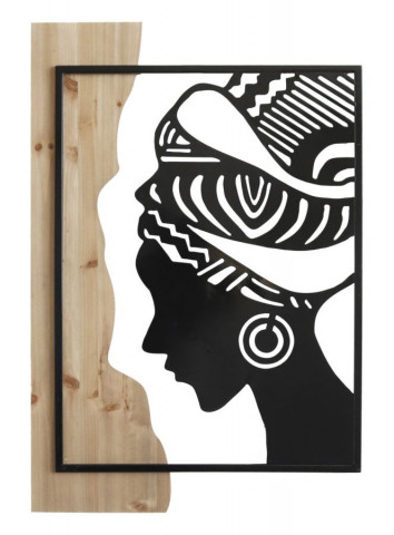 Decoratiune de perete neagra din metal si MDF, 53 x 2 x 80 cm, Tribal Mauro Ferreti