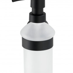 Dozator sapun lichid cu suport de prindere Bosio, Wenko Power-Loc®, 200 ml, inox/sticla, alb/negru - Img 4