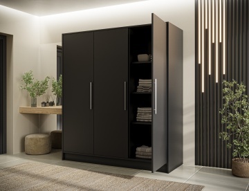 Dulap cu 3 usi Alarica 180x60x200 cm Alarica – Negru – fotografie de prezentare suplimentară