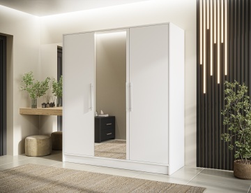 Dulap cu 3 usi si oglinda Alarica 180x60x200 cm – Alb – prezentare de produs din alt cadru