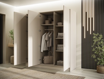 Dulap cu 3 usi si oglinda Alarica 180x60x200 cm – Cashmere – prezentare comercială suplimentară