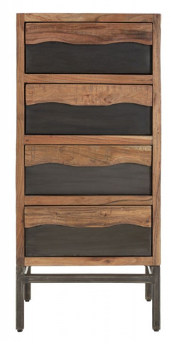 Dulap cu 4 sertare maro din lemn de Acacia, 45x40x100 cm, Yellowstone Mauro Ferretti - Img 2