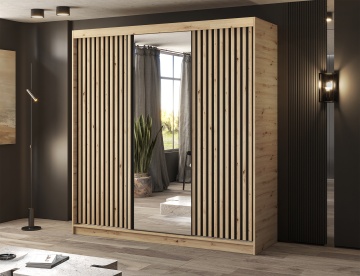 Dulap cu uși glisante Emerio III, 180x60x204 cm – Stejar Artisan – imagine de produs din seria de prezentare
