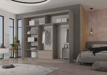 Dulap cu uși glisante ERWIN – cu oglindă – 235x59x215 cm – Cașmir - Img 3