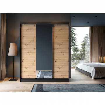 Dulap cu uși glisante Esville III, 180x60x220 cm – Lemn