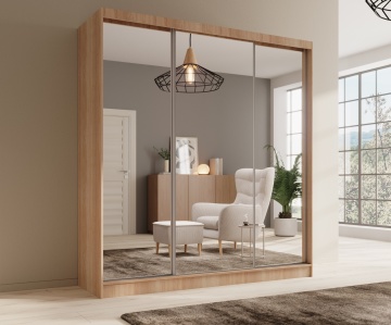 Dulap cu usi glisante si oglinda, 200x61x215 cm, Tola 200, ADRK Furniture