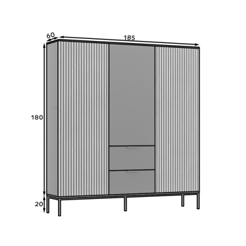 Dulapuri și vitrine Meorati 185 Wardrobe negru – Negru – cadru vizual suplimentar al produsului