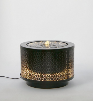Fantana cilindrica cu LED, din metal, neagra, 40x30 cm, Miki, Yes - Img 3