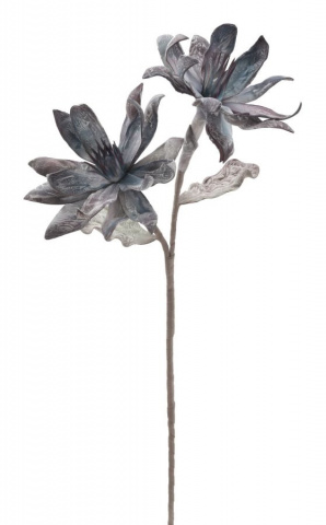 Floare artificiala albastra / mov din plastic si metal, ø 28 x h88 cm, Glsang C Mauro Ferreti - Img 1