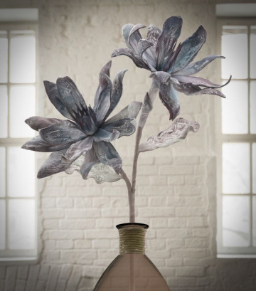 Floare artificiala albastra / mov din plastic si metal, ø 28 x h88 cm, Glsang C Mauro Ferreti - Img 5