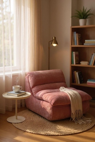 Fotoliu modular roz pudră pentru living