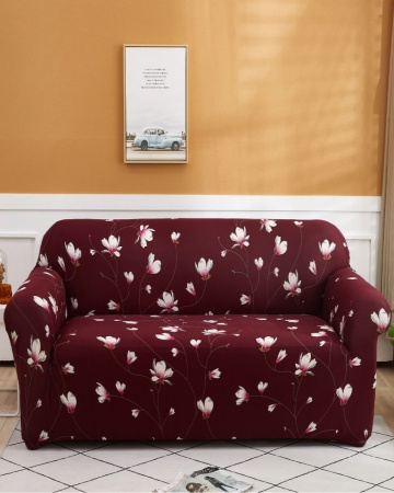 Husa Elastica pentru Canapea 2 Locuri, Floricele Albe, HEJ2-13 – fotografie comercială a produsului