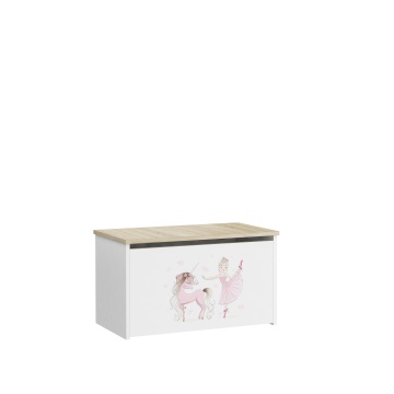 Ladă pentru jucării DARIA – 73x40x42 cm – Alb / Sonoma / BALLERINA WITH UNICORN - Img 2